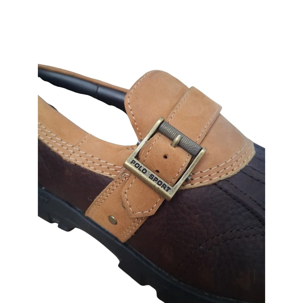 Ralph Lauren Polo Mens size‎ 9.5 Leather Chunky Lug Slip-On Comfort Preppy Shoes